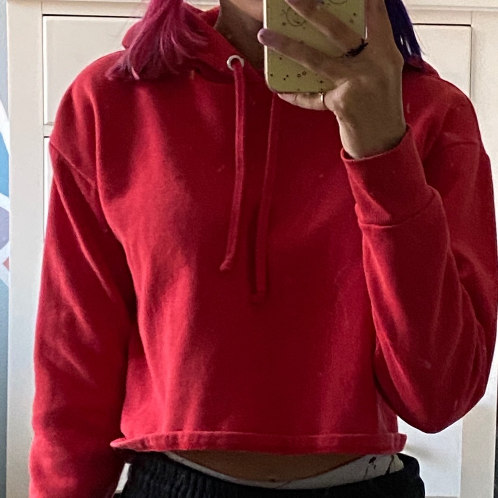 Red cropped hoodie